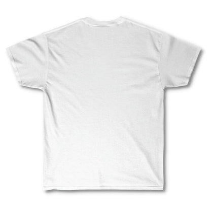 Blank back side of a slightly oversized white t shirt.
