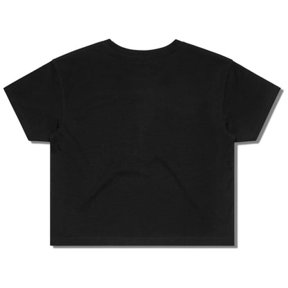 Blank back side of a black higher source apparel women's streetwear crop tee.